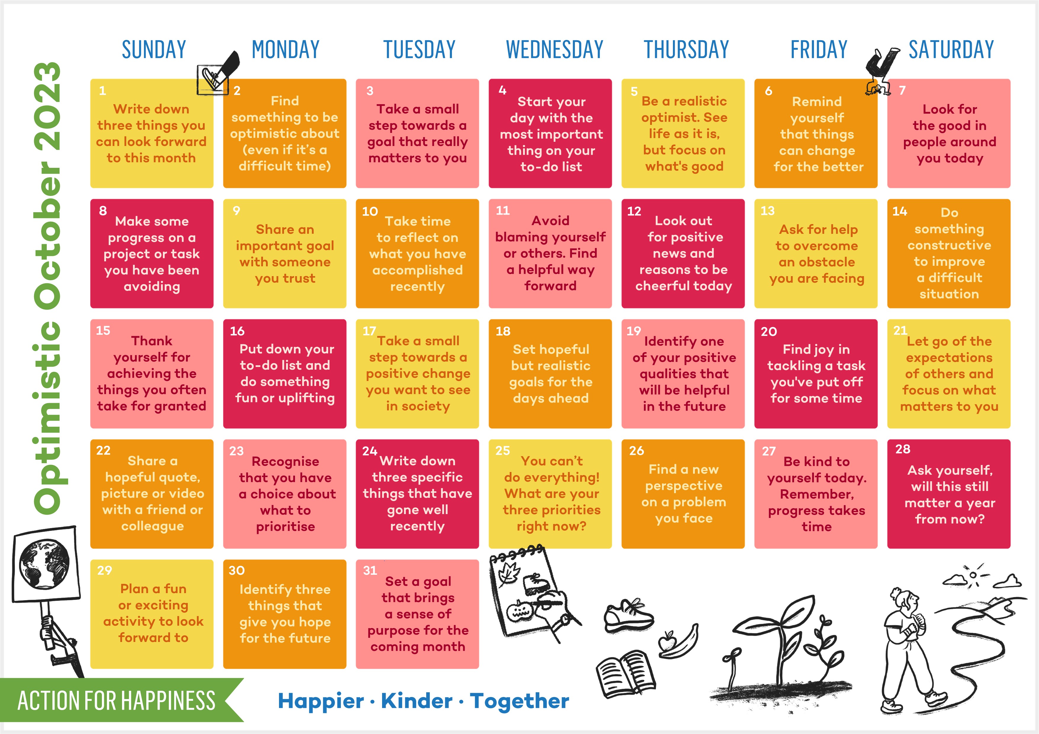 Action For Happiness Calendar October 2024 Chris Delcine